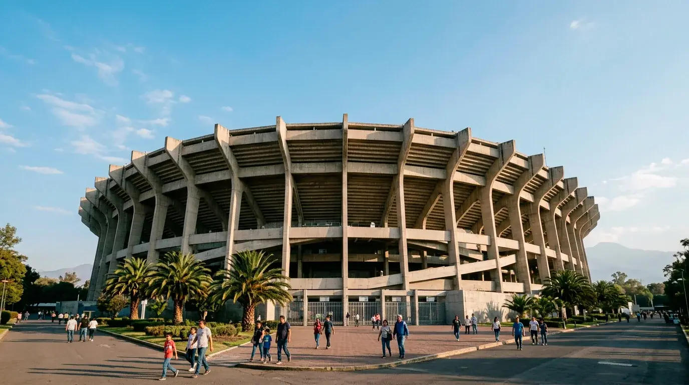 Estadio Azteca i Mexico City set udefra med klar himmel