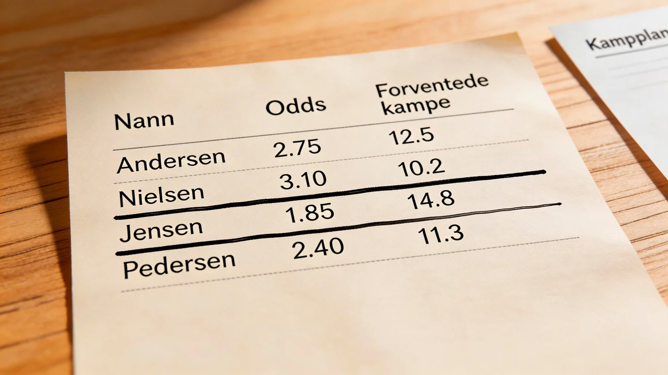 Liste med topscorerkandidater til VM 2026 og deres odds ved siden af antallet af forventede holdkampe